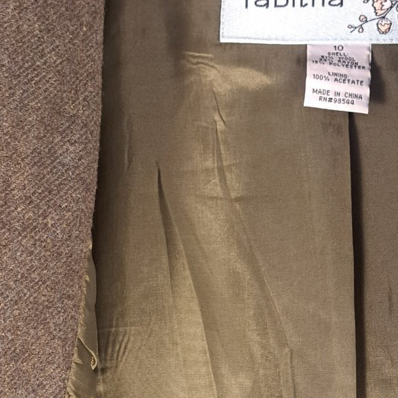 Tabitha Anthropologie Women's Olive Green Ruffle Military Wool Blend Coat Sz 10 - Picture 5 of 10